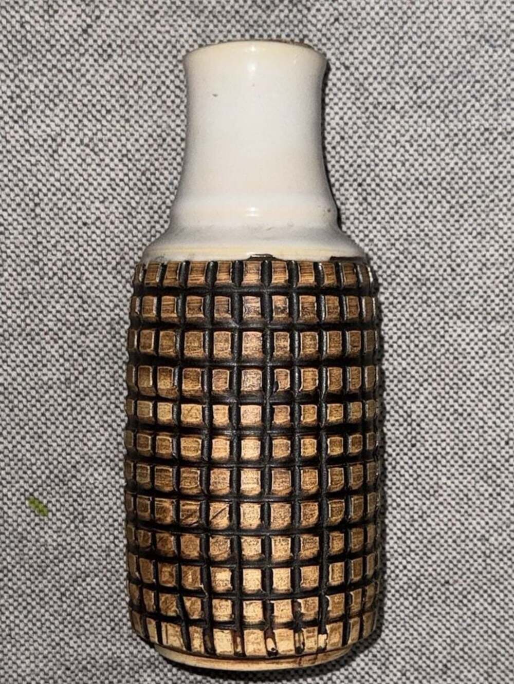 Littlejohn Mid-Century Modern Studio Pottery Ceramic Bottle Vase with Textured G